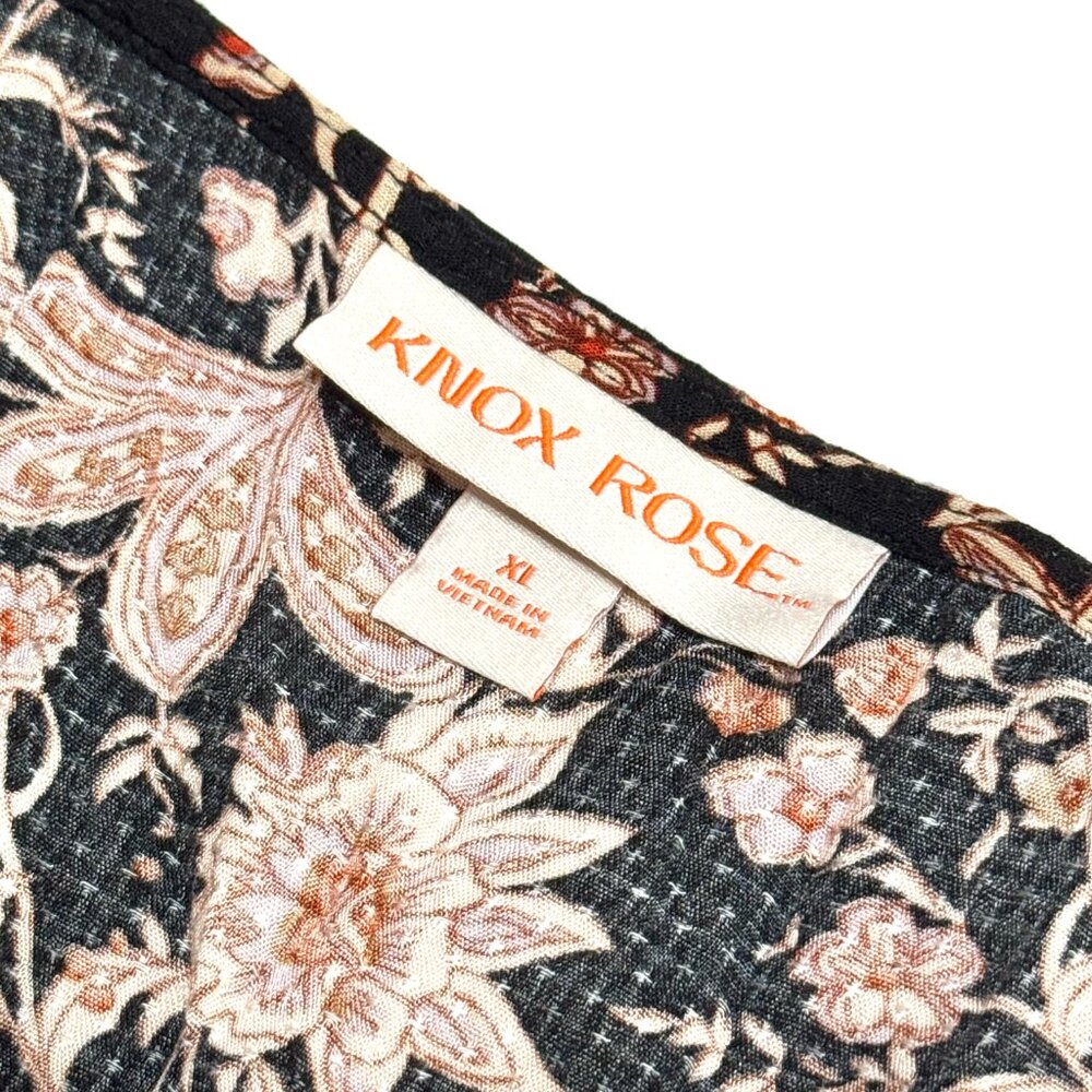 Knox Rose Floral Rayon Babydoll Dress Block Print Boho Grunge Paisley Oversized - Picture 8 of 13